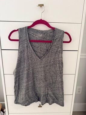 Madewell Women's Gray V-Neck Sleeveless Top- Size L